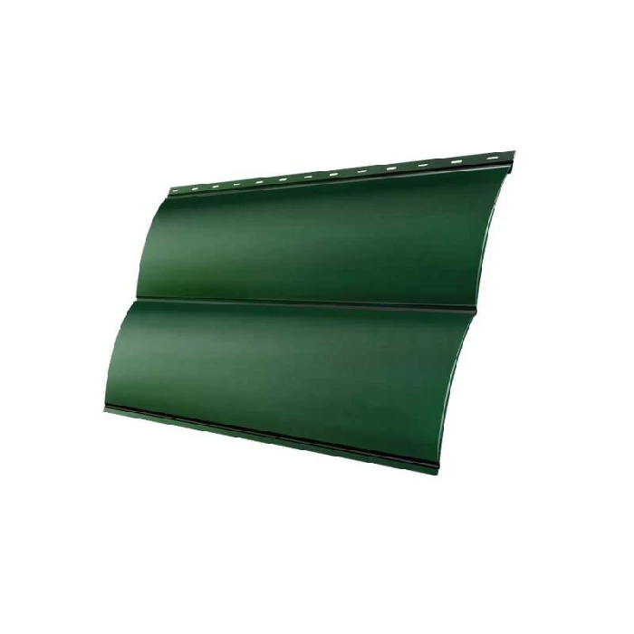 Металлический сайдинг Grand Line Сталь Блок-хаус 0.5 мм Satin с пленкой RAL 6005 зеленый мох