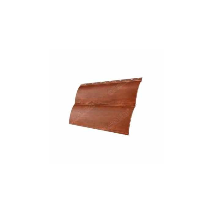 Металлический сайдинг Grand Line Сталь Блок-хаус 0.45 мм Print Twincolor с пленкой Cherry Wood
