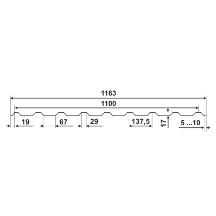 Профнастил C17ПГ 0.8 Полимерный RAL 5005